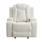 Nova 39 Inch Luxury Manual Recliner Glider Chair Plush White Faux Leather By Casagear Home BM316458