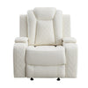 Nova 39 Inch Luxury Manual Recliner Glider Chair Plush White Faux Leather By Casagear Home BM316458