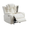 Nova 39 Inch Luxury Manual Recliner Glider Chair Plush White Faux Leather By Casagear Home BM316458