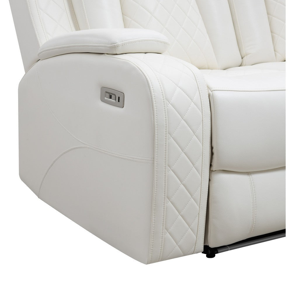 Nova 39 Inch Luxury Manual Recliner Glider Chair Plush White Faux Leather By Casagear Home BM316458