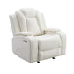 Nova 39 Inch Luxury Manual Recliner Glider Chair Plush White Faux Leather By Casagear Home BM316458