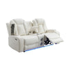 Nova Luxury Manual Recliner Loveseat In White with USB Lights Speakers By Casagear Home BM316460