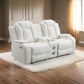 Nova Luxury Manual Recliner Loveseat In White with USB, Lights, Speakers  By Casagear Home