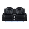 Nova Luxury Power Recliner Loveseat In Black with USB Lights Speakers By Casagear Home BM316461