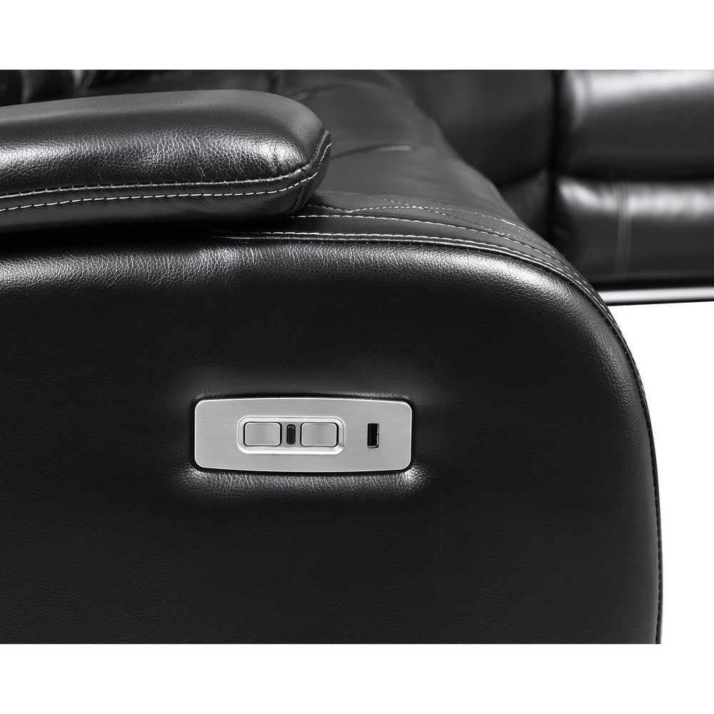 Nova Luxury Power Recliner Loveseat Right Facing Speaker Console Black By Casagear Home BM316463