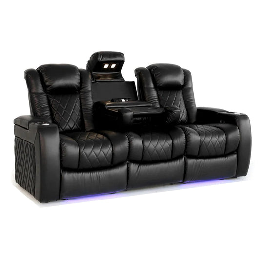 Nova Luxury Power Recliner Loveseat, Left Facing, Speaker, Console, Black By Casagear Home