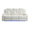 Nova Luxury Manual Recliner Sofa Drop Down Tray Speakers USB White By Casagear Home BM316465