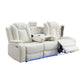 Nova Luxury Manual Recliner Sofa Drop Down Tray Speakers USB White By Casagear Home BM316465