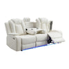 Nova Luxury Manual Recliner Sofa Drop Down Tray Speakers USB White By Casagear Home BM316465