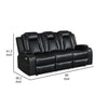 Nova Luxury Power Recliner Sofa Drop Down Tray Speakers USB Black By Casagear Home BM316466