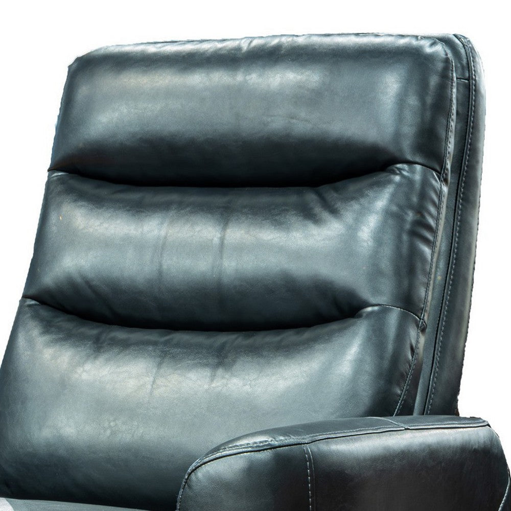 Aki 36 Inch Swivel Manual Recliner Chair Luxury Plush Black Faux Leather By Casagear Home BM316468