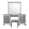 Lee 64 Inch Vanity Table Embossed Inlay 7 Mirror Accented Drawers Gray By Casagear Home BM316473