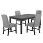 Phy 5pc Dining Table and Chairs Set, Nailheads, Tufted Gray Fabric, Black By Casagear Home