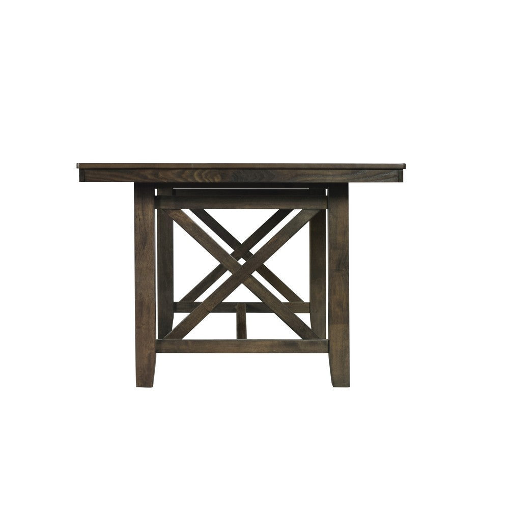 Luo 66 Inch Dining Table Rustic Crossed Base Rectangular Brown Wood Top By Casagear Home BM316478