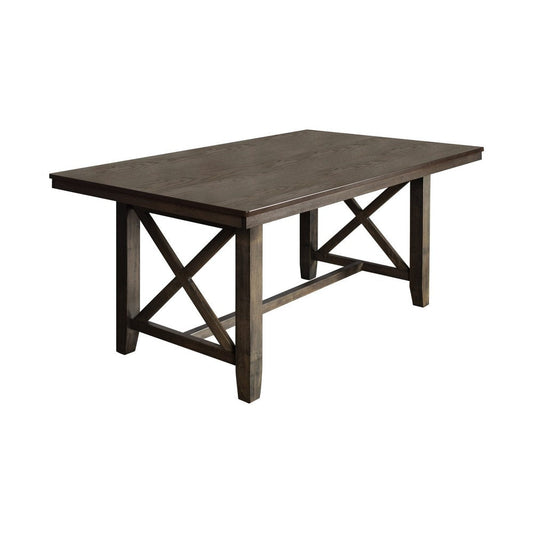 Luo 66 Inch Dining Table, Rustic Crossed Base, Rectangular Brown Wood Top By Casagear Home