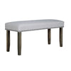 Luo 43 Inch Dining Bench, Nailhead Accent Soft Gray Upholstery, Brown Wood By Casagear Home