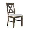 Dow 20 Inch Dining Side Chair Set of 2 Gray Padded Seat Brown Cross Back By Casagear Home BM316482