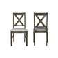 Dow 20 Inch Dining Side Chair Set of 2 Gray Padded Seat Brown Cross Back By Casagear Home BM316482