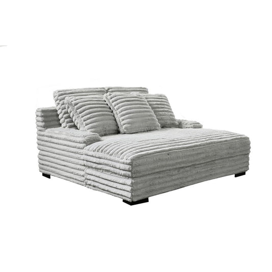 Ezo 67 Inch Dual Chaise Lounger, Modern Layered Gray Upholstery Design By Casagear Home