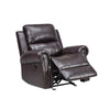 Tavi 37 Inch Glider Chair Manual Recliner Nailhead Trim Brown Upholstery By Casagear Home BM316485