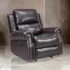 Tavi 37 Inch Glider Chair, Power Recliner, Nailhead Trim, Brown Upholstery By Casagear Home