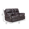 Tavi 74 Inch Console Loveseat Dual Manual Recliner Nailhead Trim Brown By Casagear Home BM316487