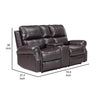 Tavi 74 Inch Console Loveseat Power Recliner Nailhead Trim Brown Finish By Casagear Home BM316488