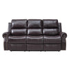 Tavi 83 Inch Sofa Dual Manual Recliner Nailhead Trim Brown Upholstery By Casagear Home BM316489