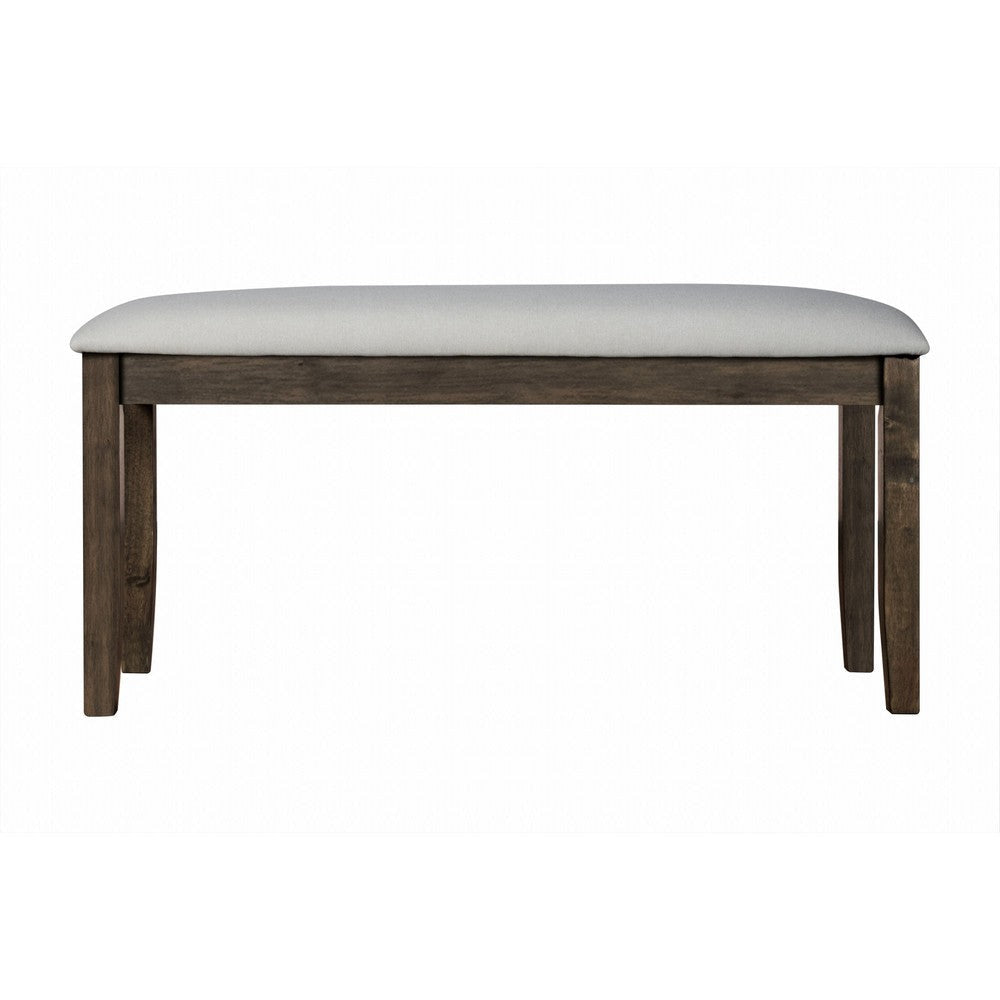 Doe 40 Inch Modern Dining Bench Soft Gray Padded Seat Brown Wood Legs By Casagear Home BM316491