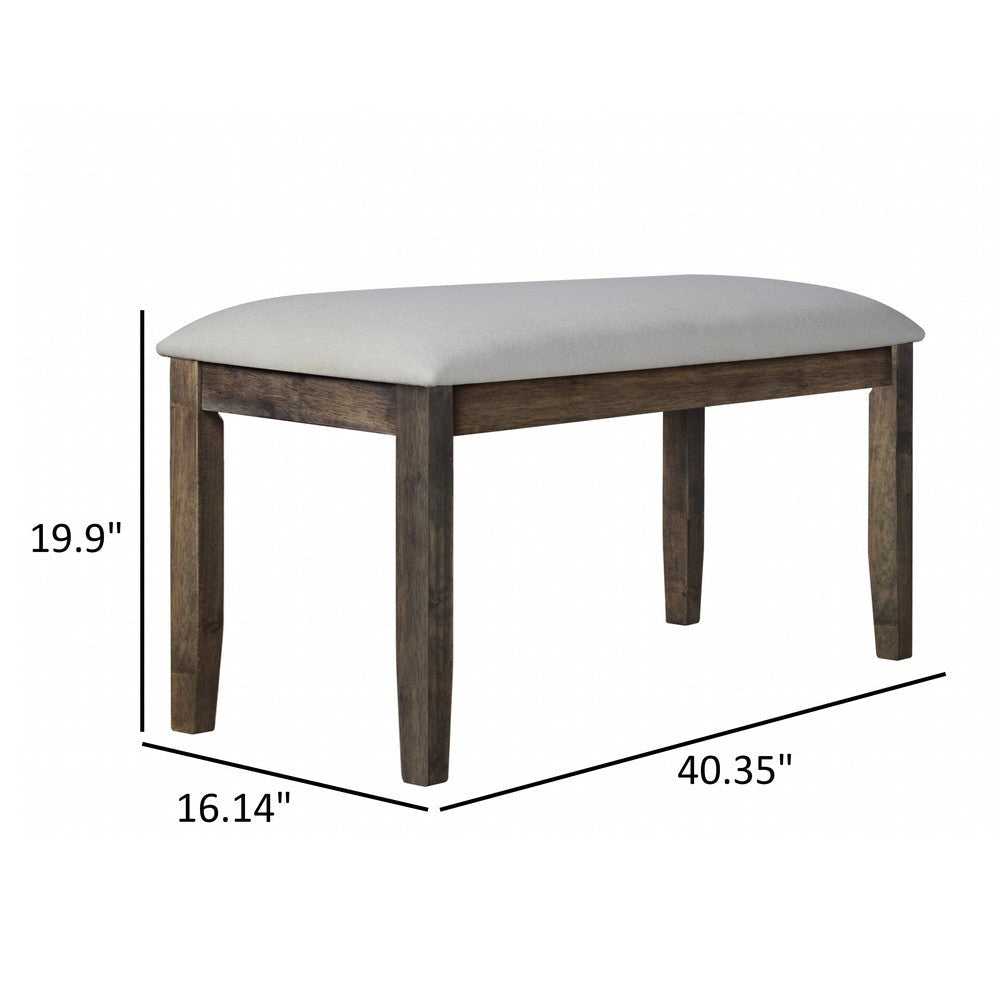 Doe 40 Inch Modern Dining Bench Soft Gray Padded Seat Brown Wood Legs By Casagear Home BM316491