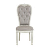 Ellia 26 Inch Side Dining Chair Gray Tufted Vintage Turned Feet Ivory By Casagear Home BM316493