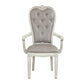 Ellia 26 Inch Side Dining Armchair Gray Tufted Vintage Turned Feet Ivory By Casagear Home BM316494