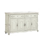 Ellia 68 Inch Vintage Sideboard Server, Scrolled Doors, 2 Drawer, Ivory By Casagear Home