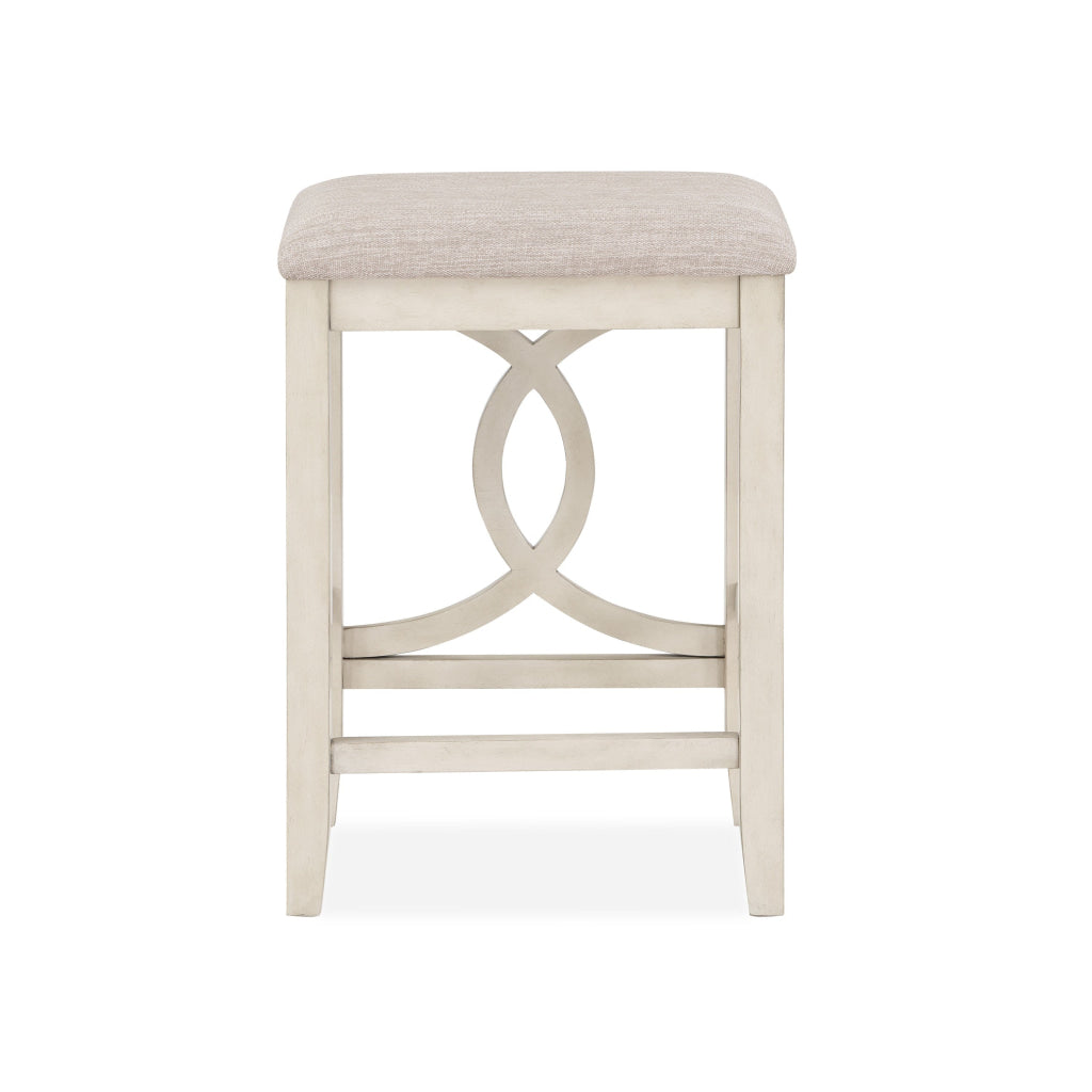 Ruth 25 Inch Counter Height Stool Set of 2 Beige Polyester Padded White By Casagear Home BM316496