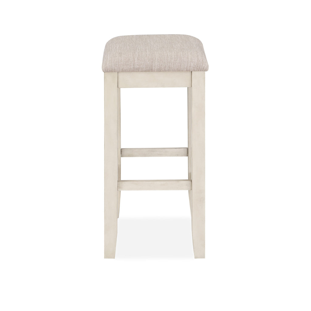 Ruth 25 Inch Counter Height Stool Set of 2 Beige Polyester Padded White By Casagear Home BM316496