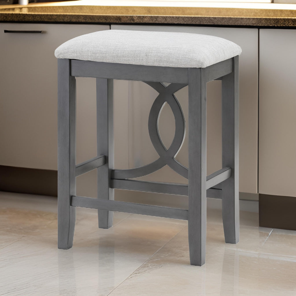 Ruth 25 Inch Counter Height Stool Set of 2, Beige Polyester Padded, Gray By Casagear Home