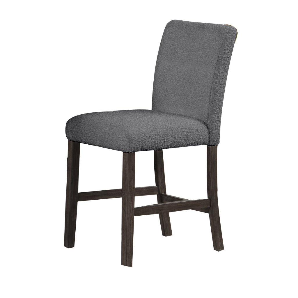 Ghy 25 Inch Dining Side Chair Set of 2 Gray Textured Upholstery Brown By Casagear Home BM316499