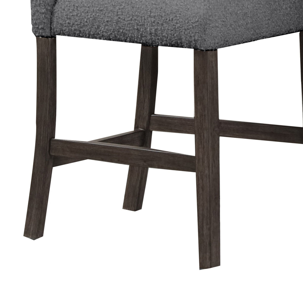 Ghy 25 Inch Dining Side Chair Set of 2 Gray Textured Upholstery Brown By Casagear Home BM316499