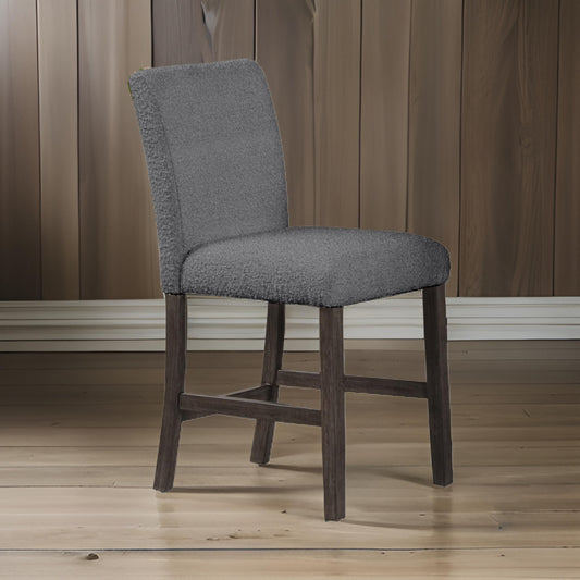 Ghy 25 Inch Dining Side Chair Set of 2 Gray Textured Upholstery Brown By Casagear Home BM316499