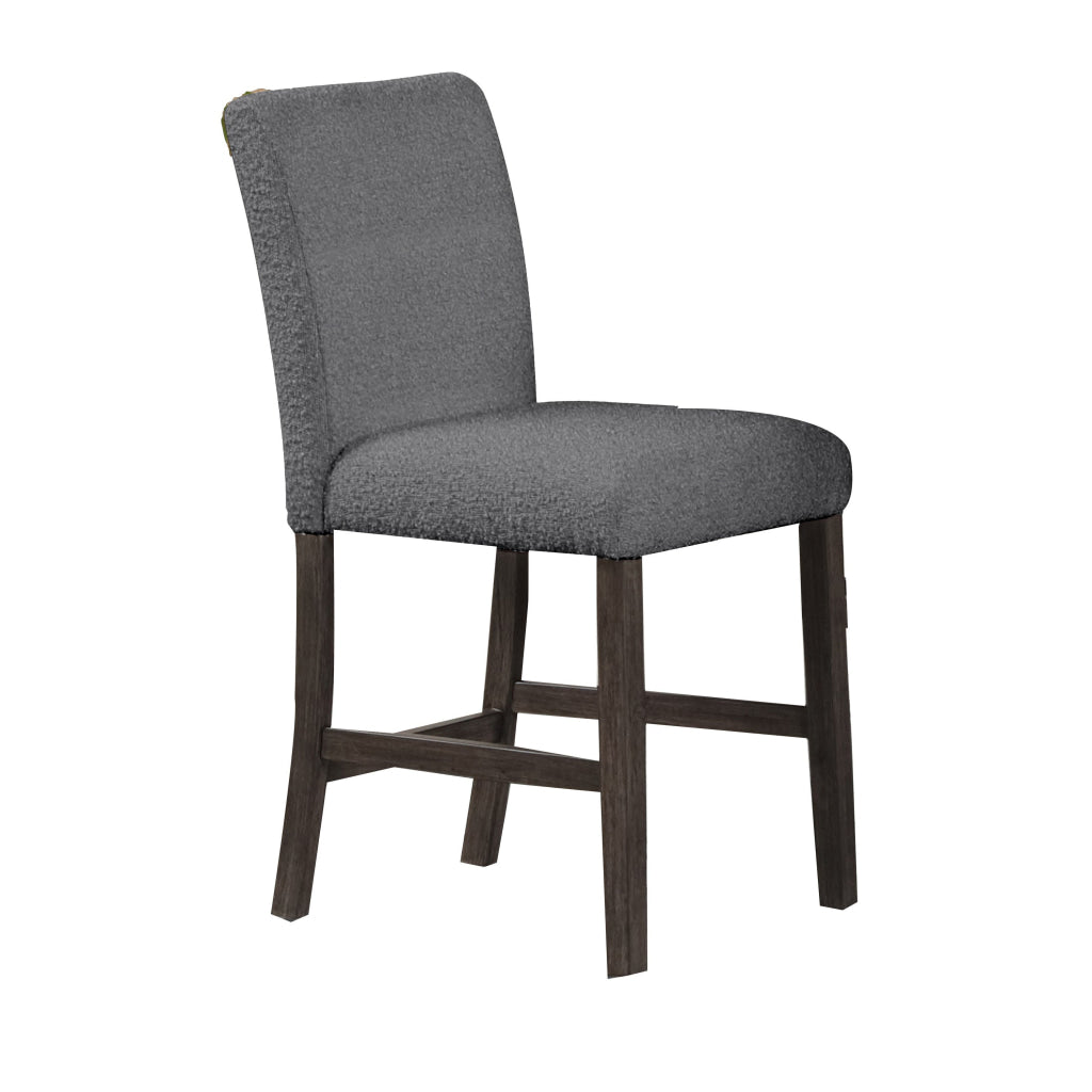 Ghy 25 Inch Dining Side Chair Set of 2 Gray Textured Upholstery Brown By Casagear Home BM316499