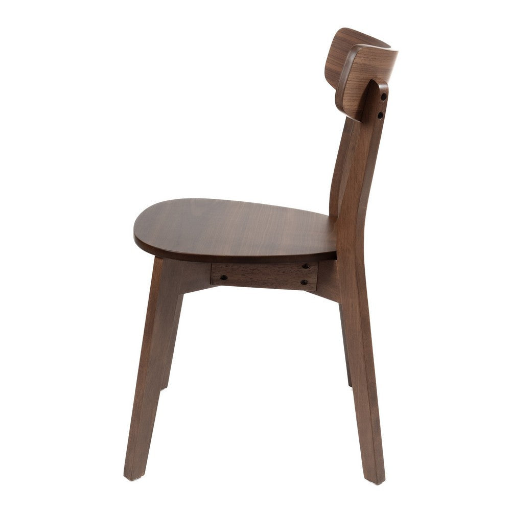 Aby Dining Side Chair Wooden Round Seat Open Panel Back Walnut Brown By Casagear Home BM316505