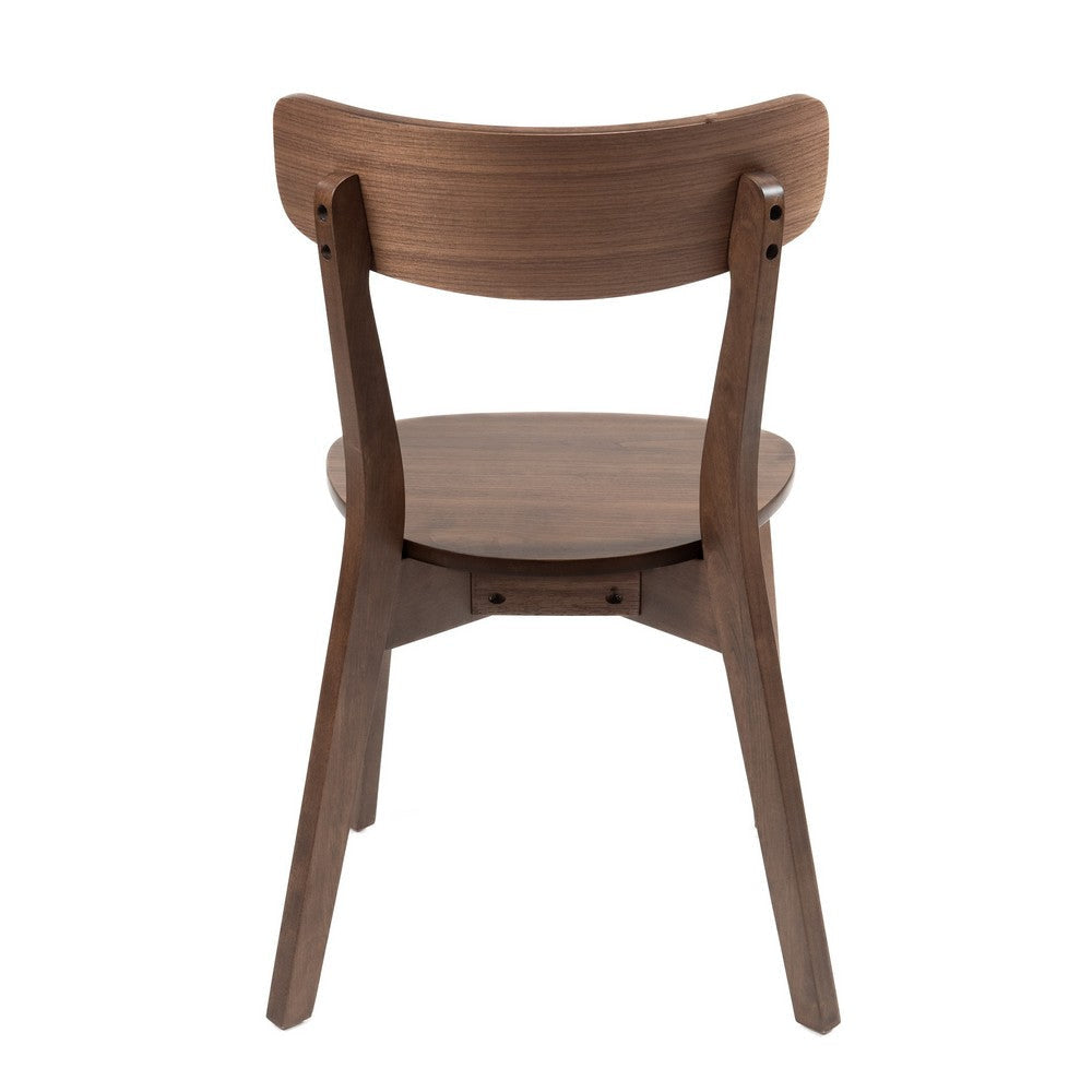 Aby Dining Side Chair Wooden Round Seat Open Panel Back Walnut Brown By Casagear Home BM316505