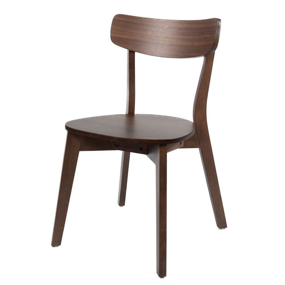 Aby Dining Side Chair, Wooden Round Seat, Open Panel Back, Walnut Brown By Casagear Home