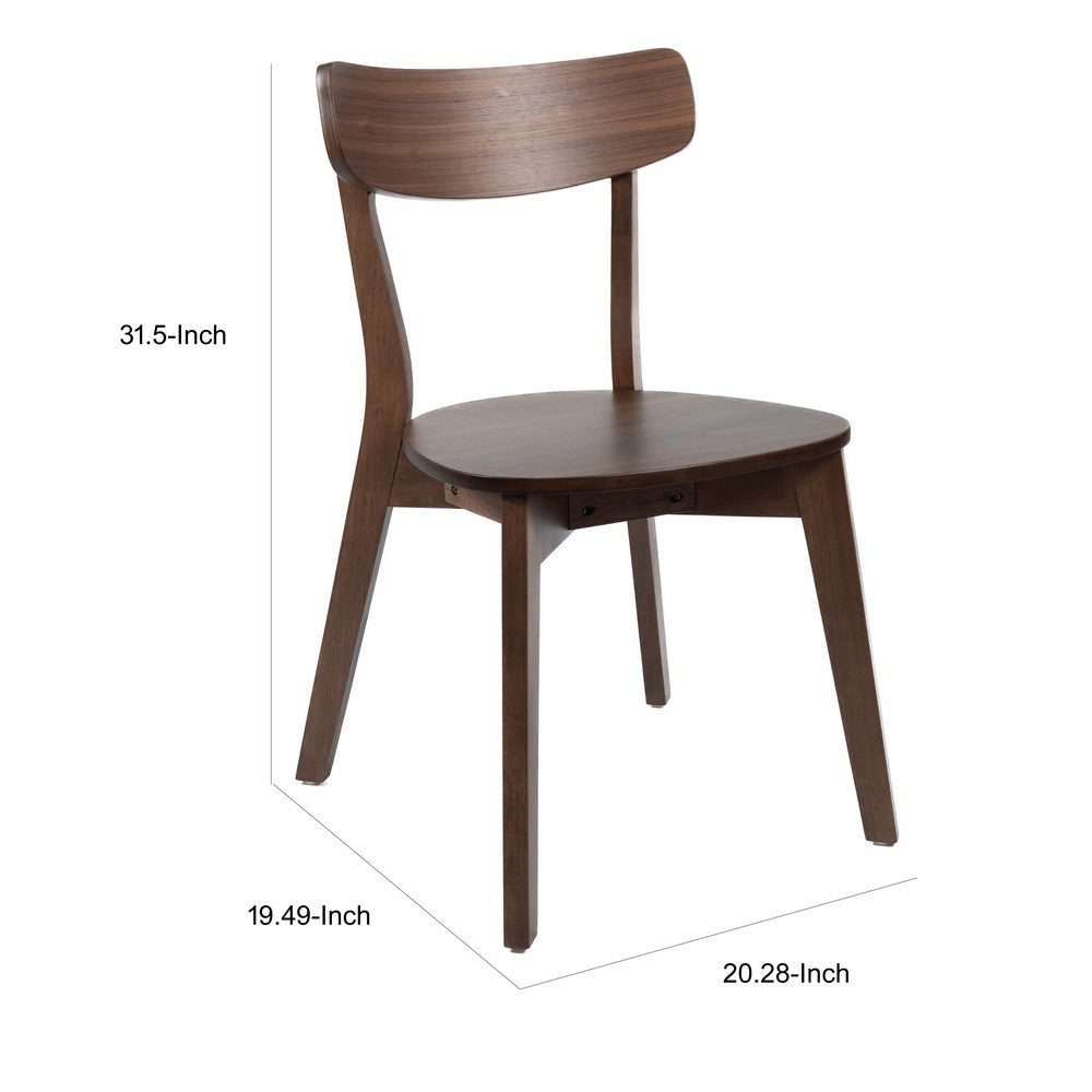 Aby Dining Side Chair Wooden Round Seat Open Panel Back Walnut Brown By Casagear Home BM316505