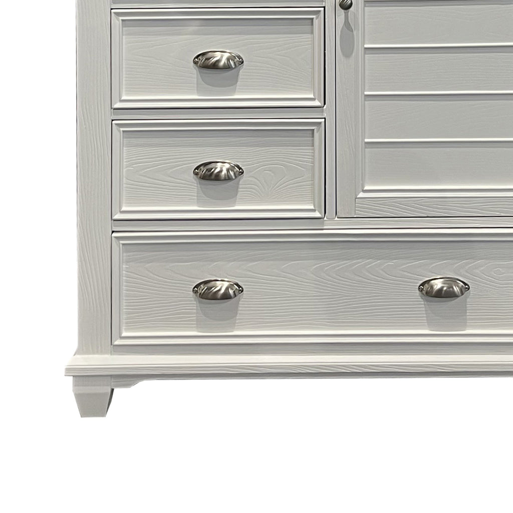 Limi 52 Inch Tall Dresser Chest with 6 Drawers and Door Shelves White Wood By Casagear Home BM316512