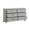 Ion 65 Inch Wide Dresser 6 Drawers White Marble Top Farmhouse Gray Wood By Casagear Home BM316514