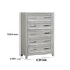 Ion 56 Inch Tall Dresser Chest 5 Drawers White Marble Top Farmhouse Gray By Casagear Home BM316515