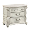 Ellia 32 Inch Nightstand Scrolled Design 3 Drawers Vintage Ivory White By Casagear Home BM316516