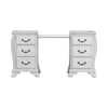 Hailey 67 Inch Vanity Table Glass Bridge 6 Drawers USB Scrolled Gray By Casagear Home BM316519