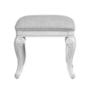 Hailey 19 Inch Royal Vanity Stool Scrolled Design Gray Padded Top Wood By Casagear Home BM316520